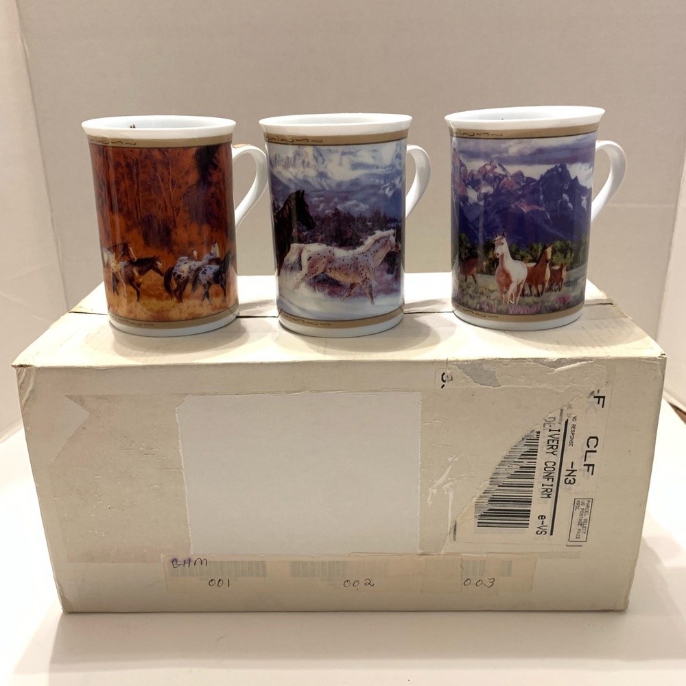 The Danbury Mint Wild Spirits Fine Porcelain Mugs 3